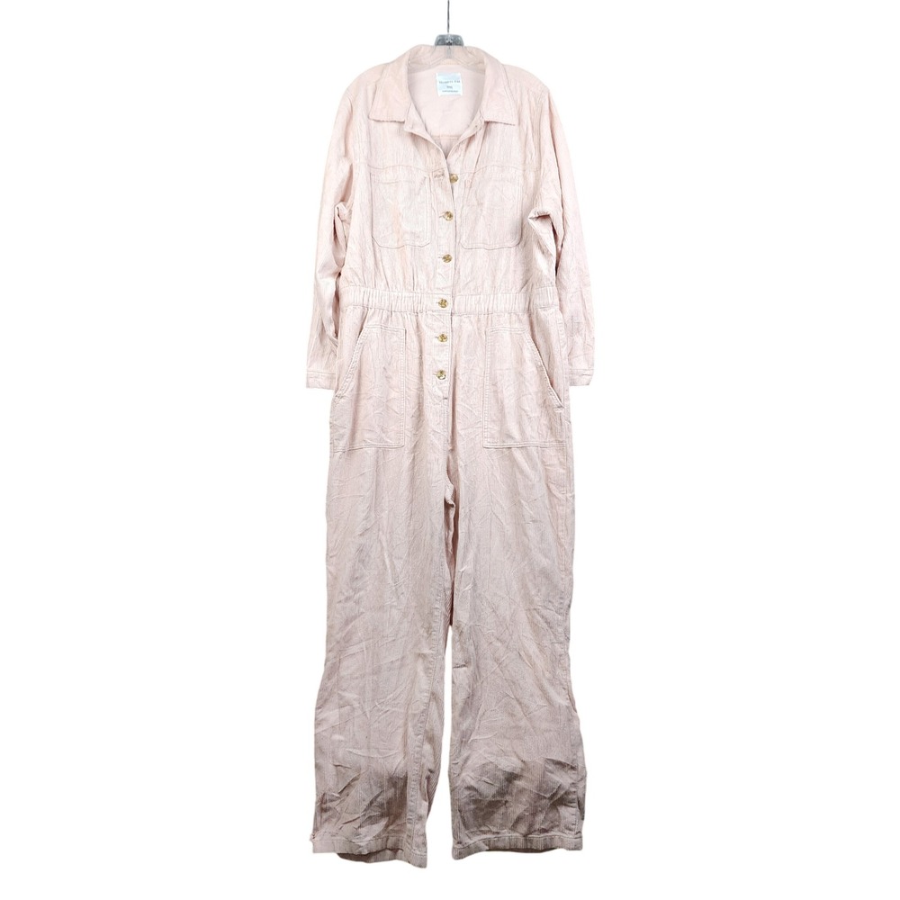Celebrity Pink Corduroy Jumpsuit Women XXXL Rose Smoke Long Sleeve CJ80016DF01W